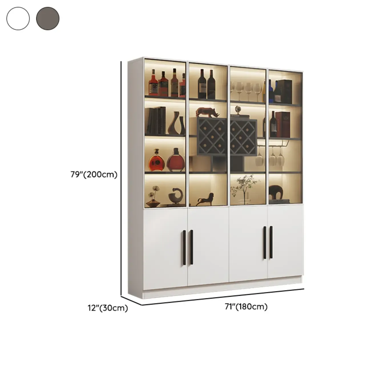 Modern Slab China Display Cabinet with Stemware Stand Image - 39