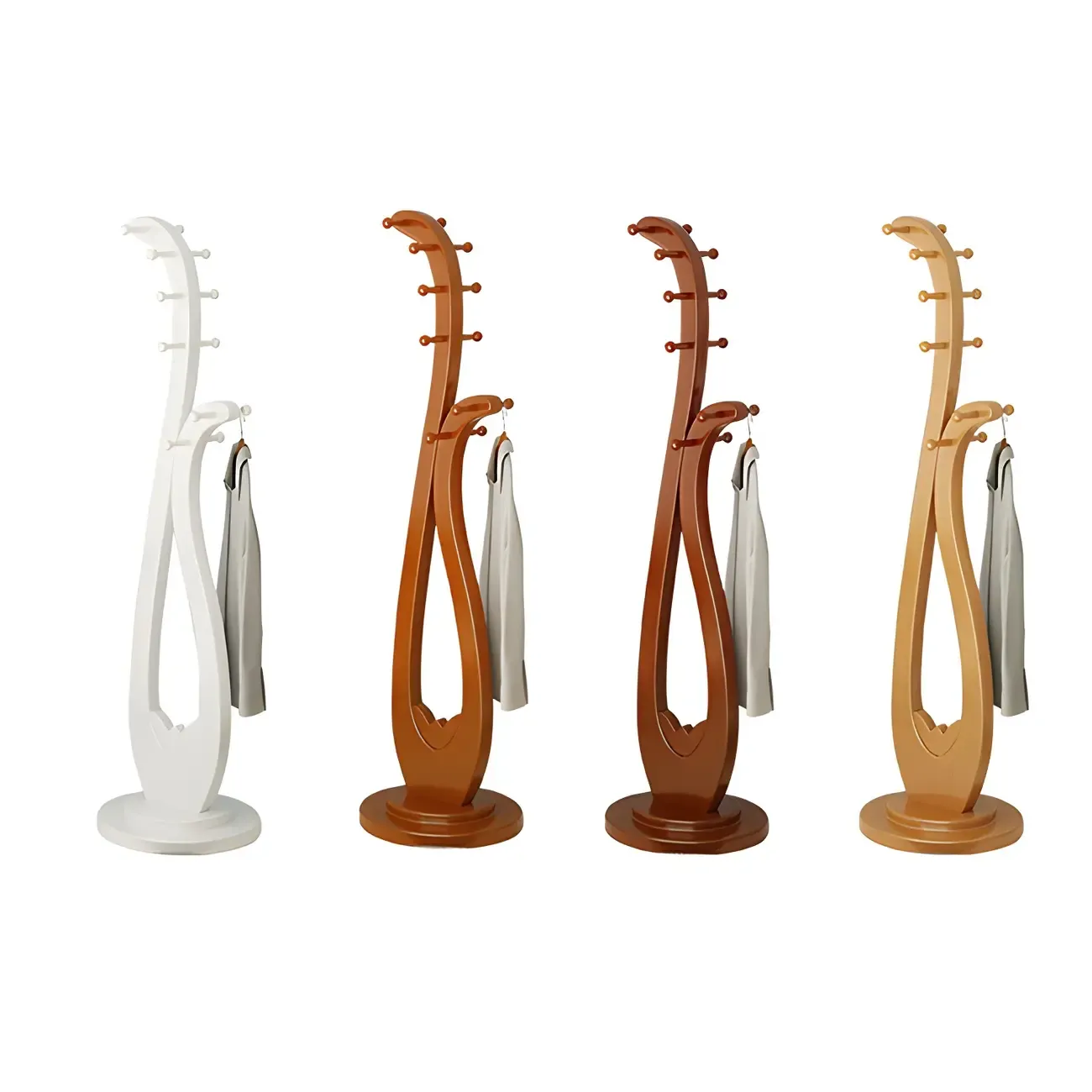 Traditional Solid Wood Freestanding Coat Rack Image - 5