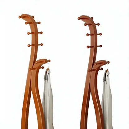 Traditional Solid Wood Freestanding Coat Rack Image - 6