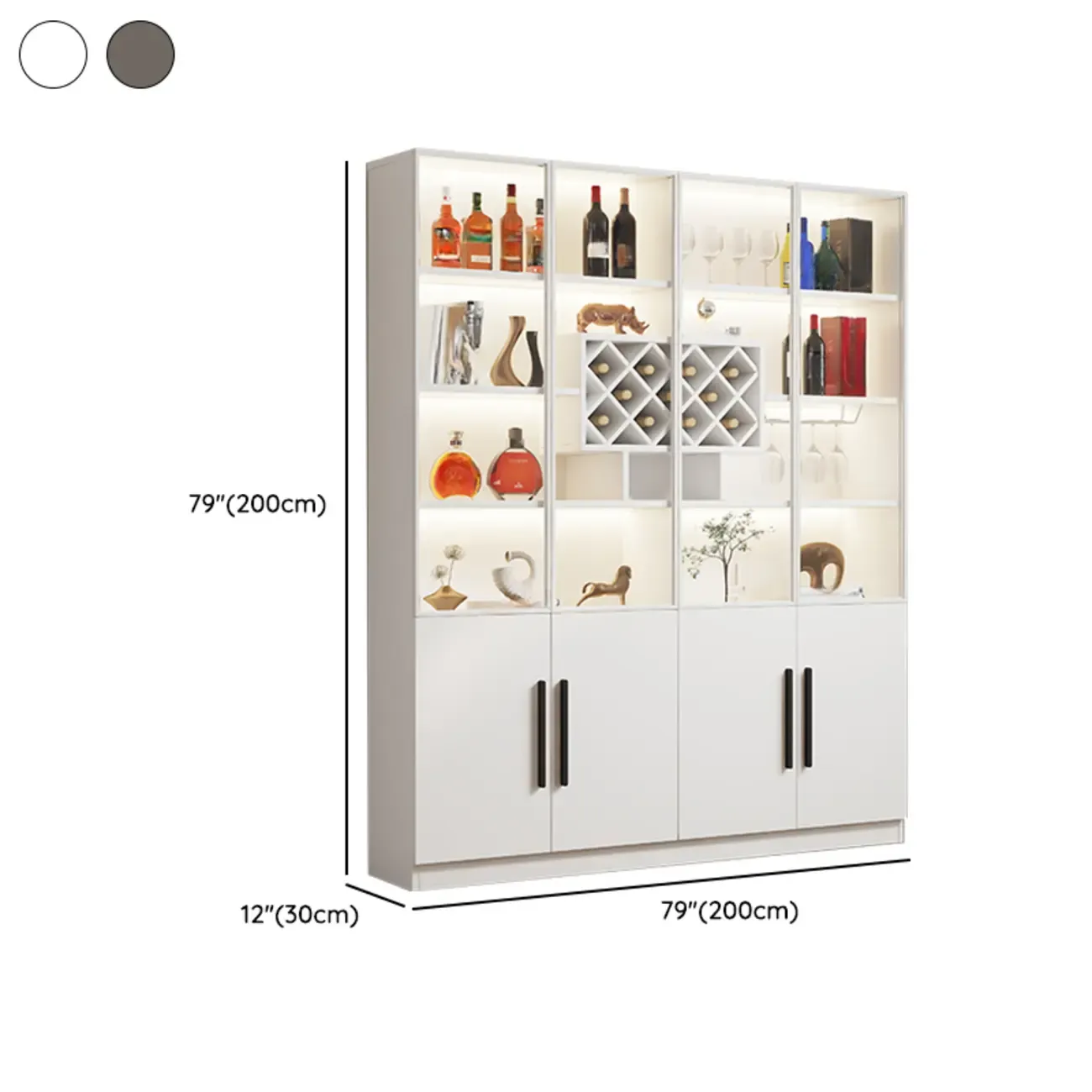 Modern Slab China Display Cabinet with Stemware Stand Image - 40