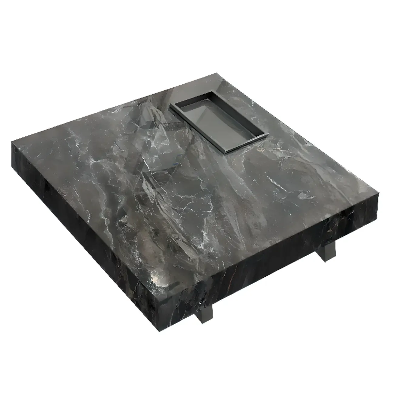 Modern Grey Square Coffee Table with Stainless Steel Base Image - 8
