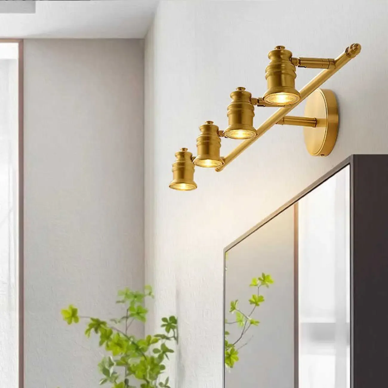 3 Bulb Brass Bath Vanity Light Fixture with Vintage Design Image - 4