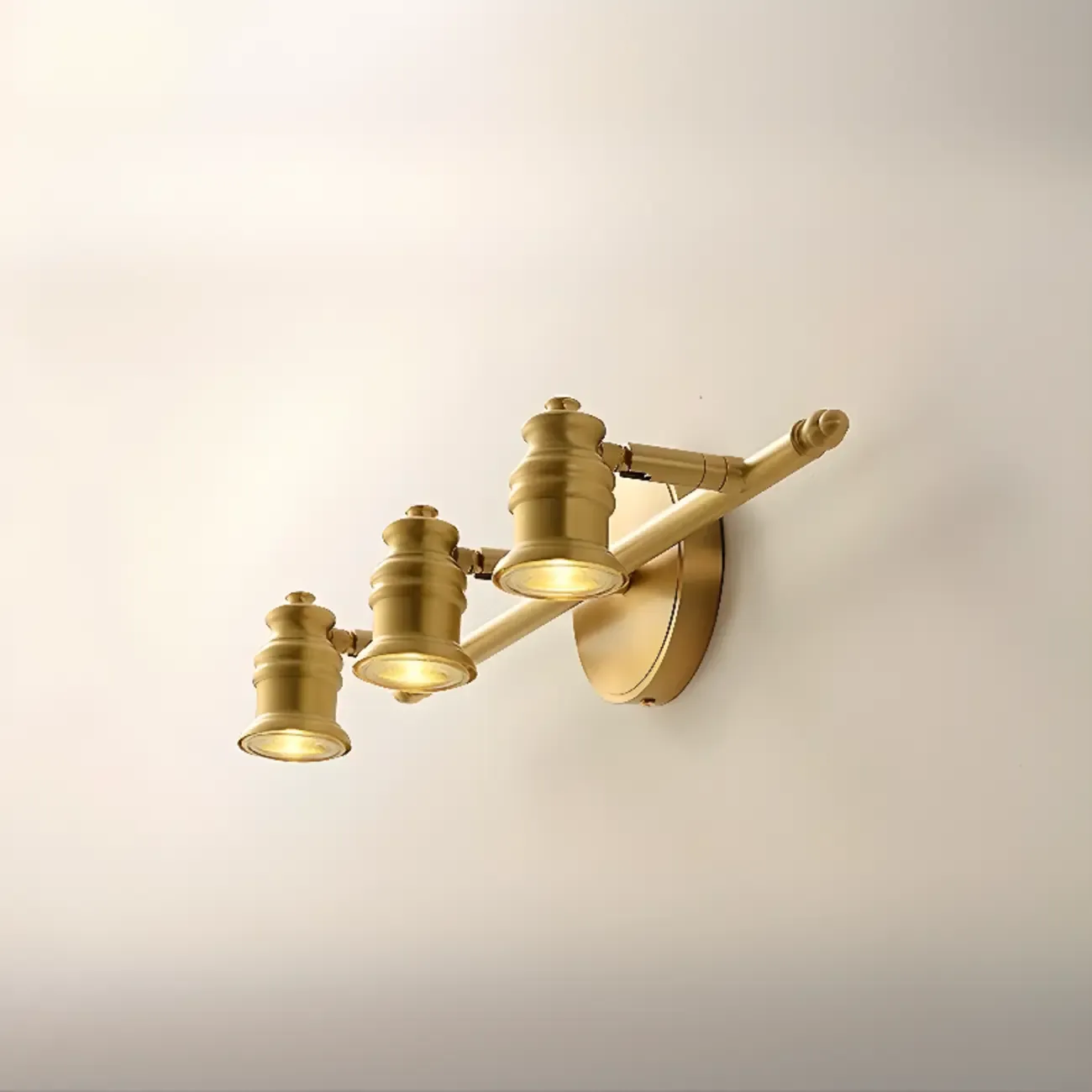 3 Bulb Brass Bath Vanity Light Fixture with Vintage Design Image - 5