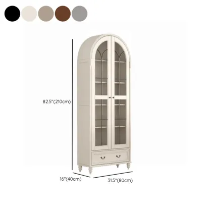 Cream White Display Cabinet with Glass Doors for Living Room #size