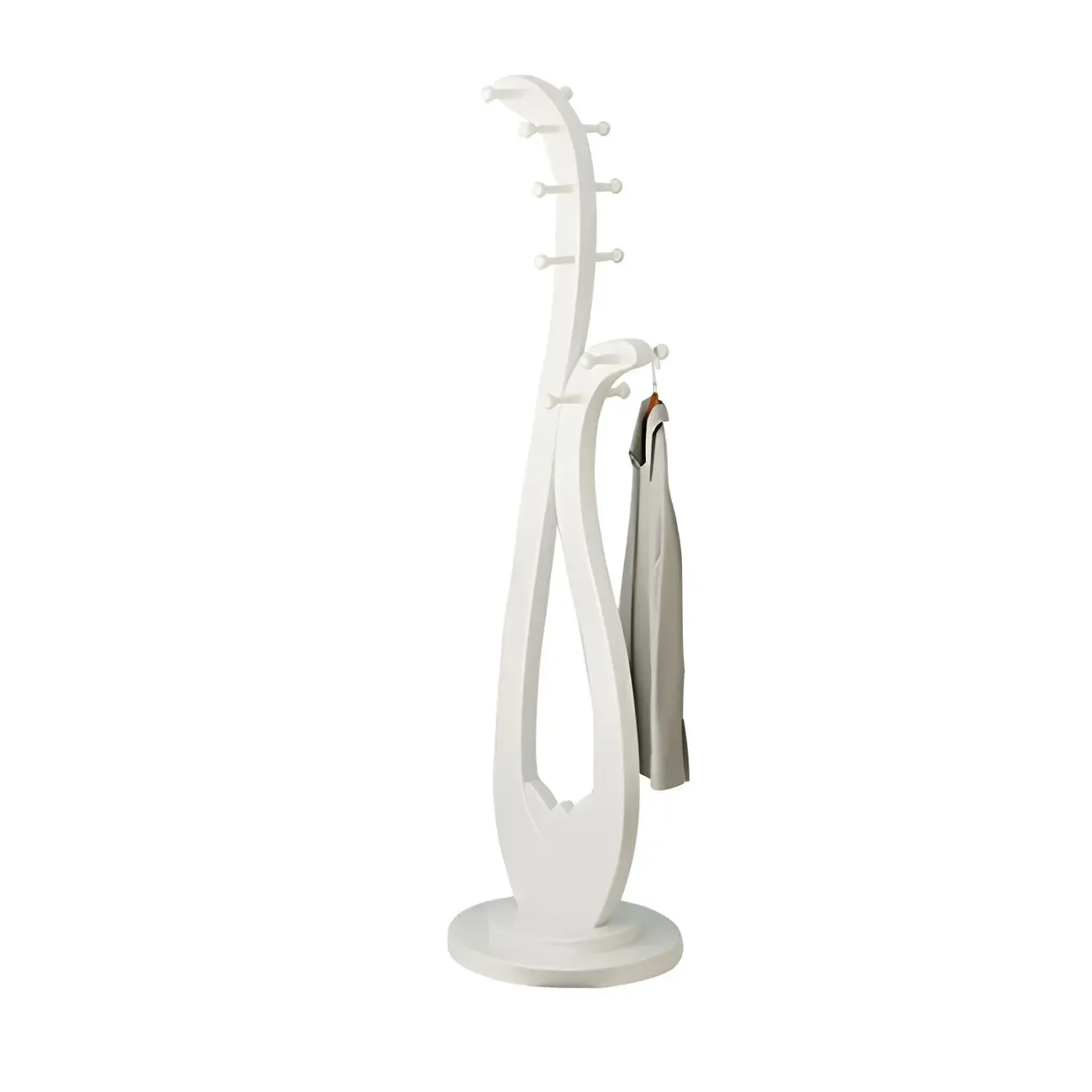 Traditional Solid Wood Freestanding Coat Rack Image - 9