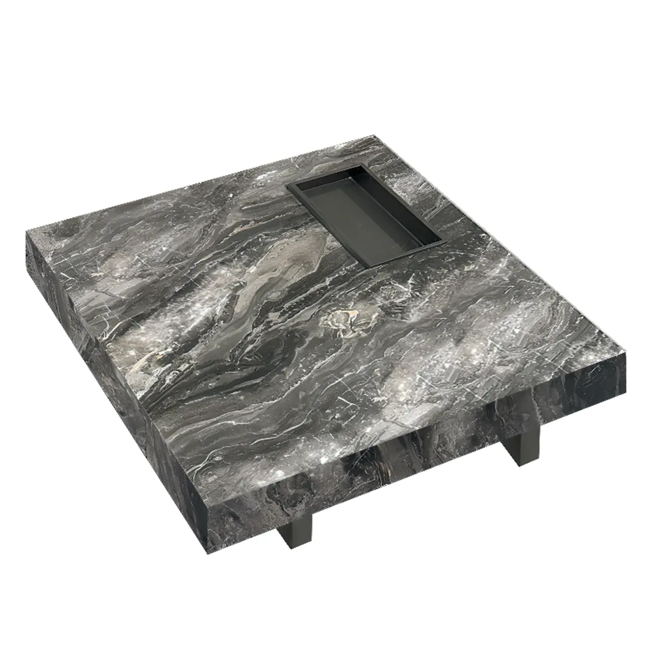 Modern Grey Square Coffee Table with Stainless Steel Base Image - 10 | homeyfad
