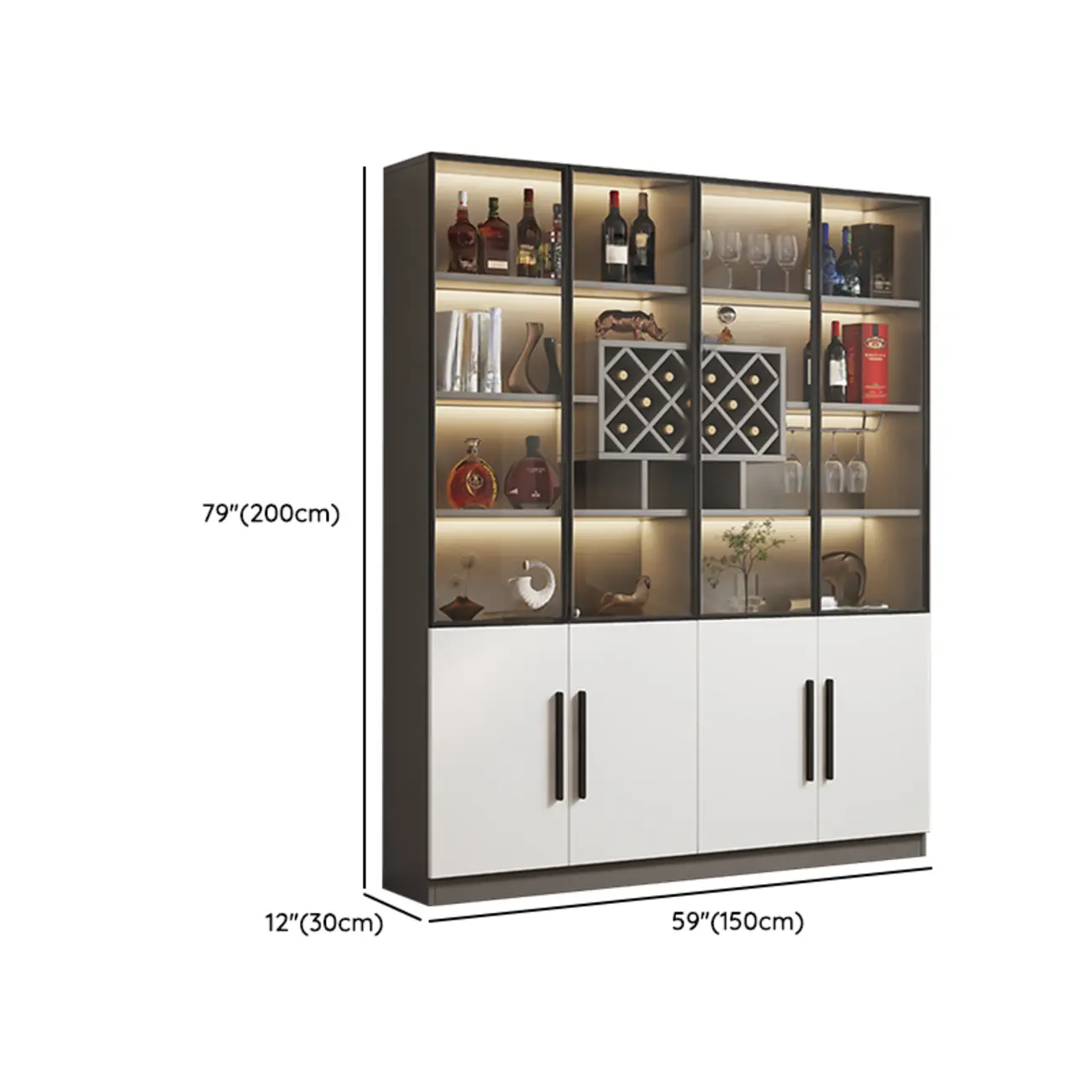 Modern Slab China Display Cabinet with Stemware Stand Image - 44 | homeyfad