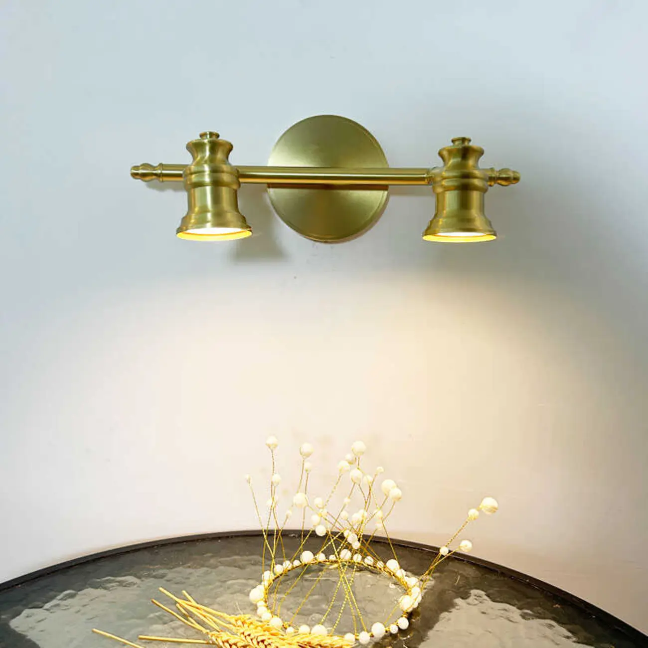 3 Bulb Brass Bath Vanity Light Fixture with Vintage Design  Image - 6 | homeyfad