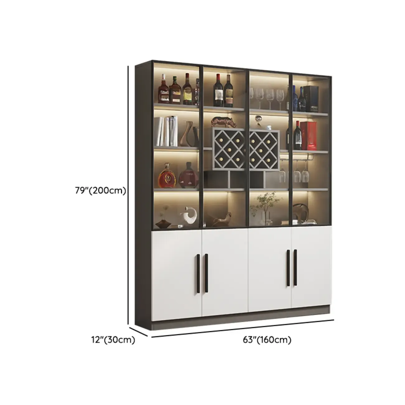 Modern Slab China Display Cabinet with Stemware Stand Image - 45