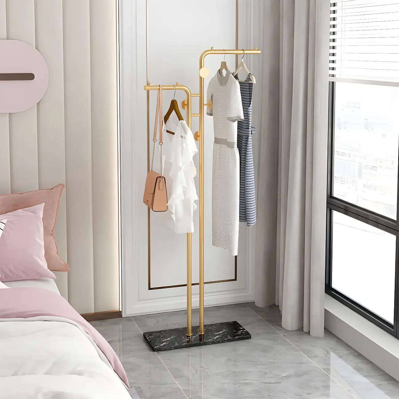 Contemporary Metal Coat Rack with Hooks Image - 7