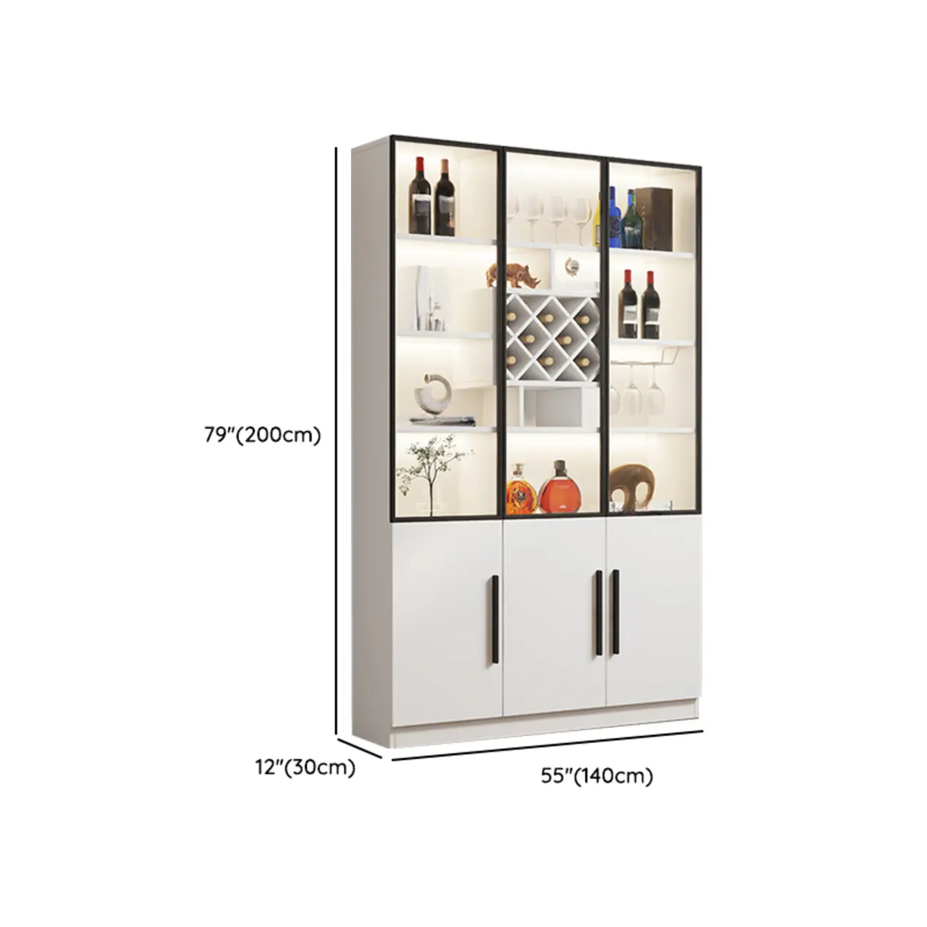 Modern Slab China Display Cabinet with Stemware Stand Image - 47 | homeyfad