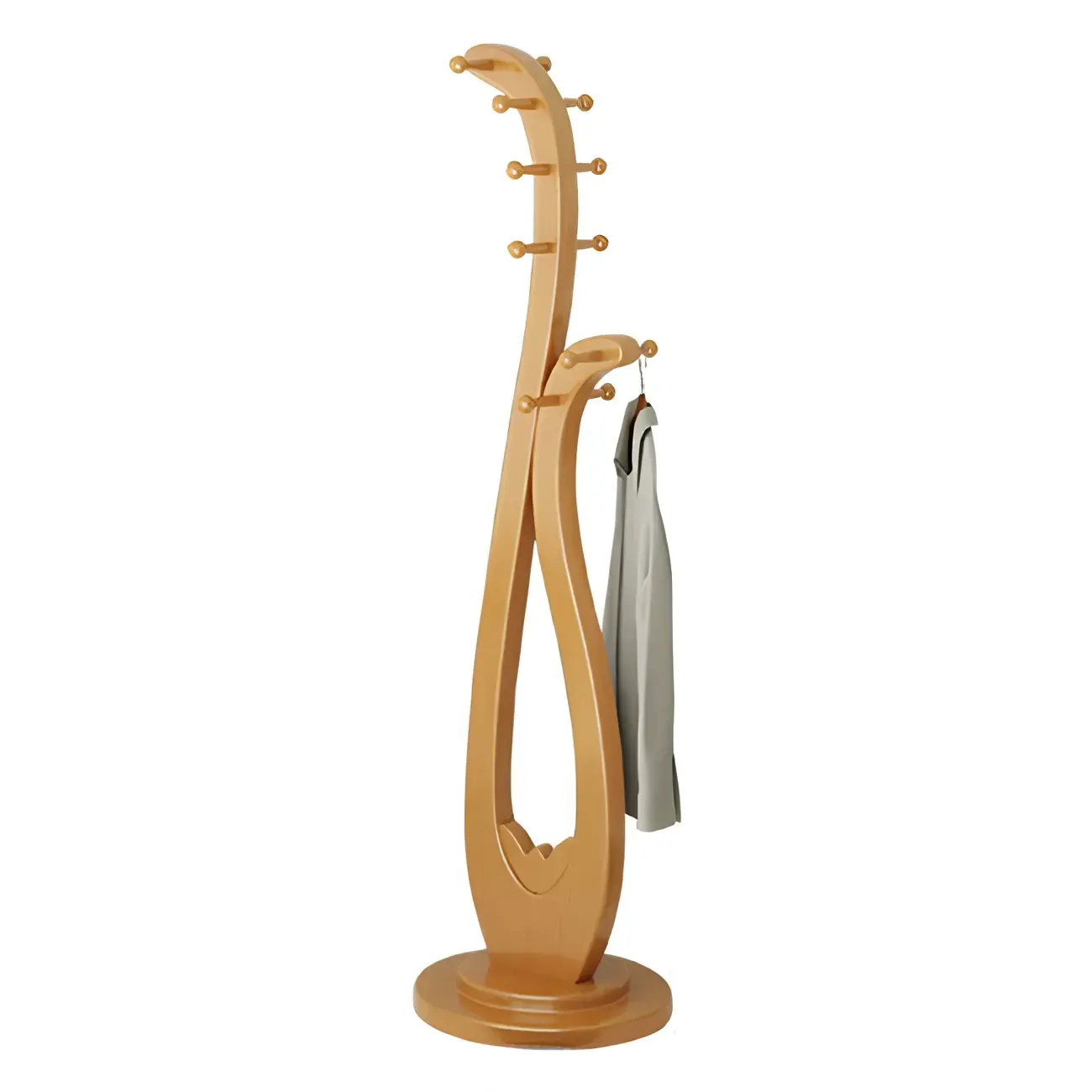 Traditional Solid Wood Freestanding Coat Rack Image - 12