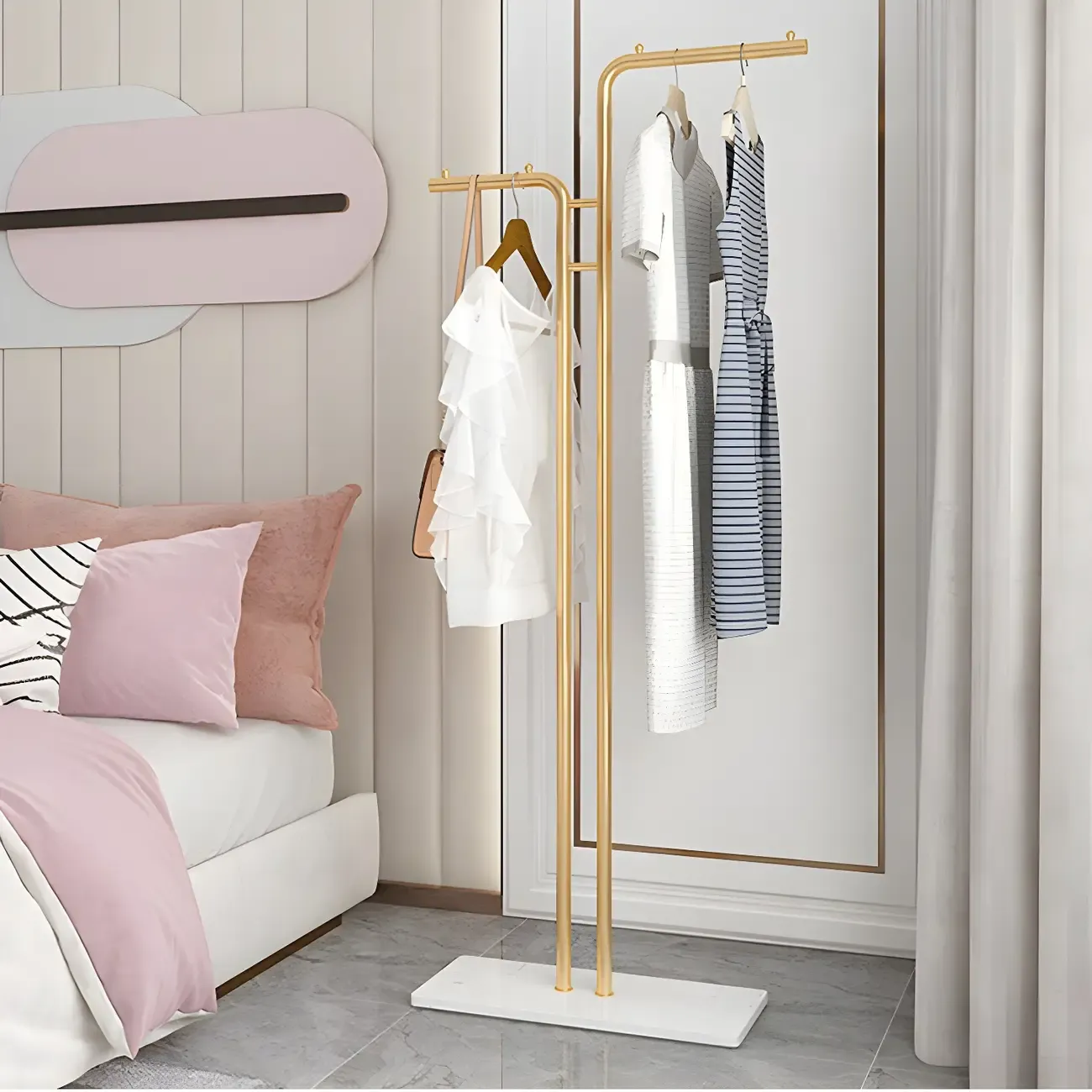Contemporary Metal Coat Rack with Hooks Image - 8