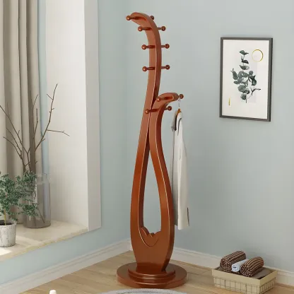 Traditional Solid Wood Freestanding Coat Rack Image - 13
