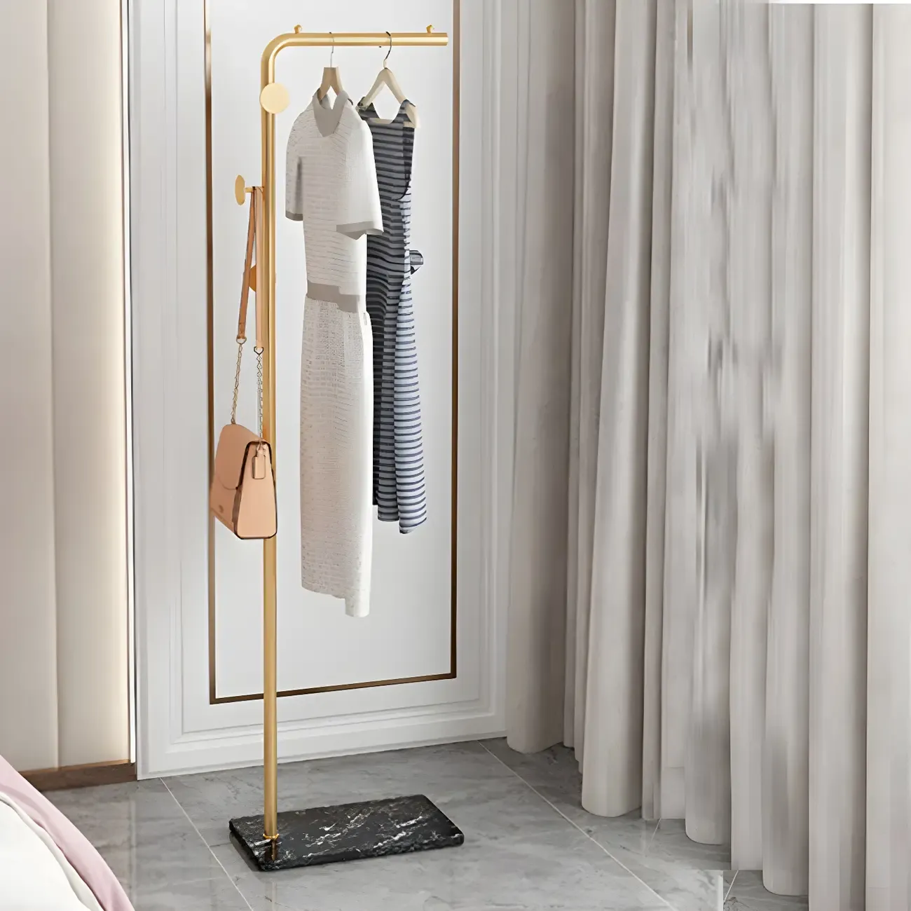 Contemporary Metal Coat Rack with Hooks Image - 9