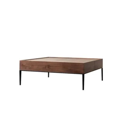 Rustic Wooden Square Coffee Table with Storage & Tray Top Image - 3