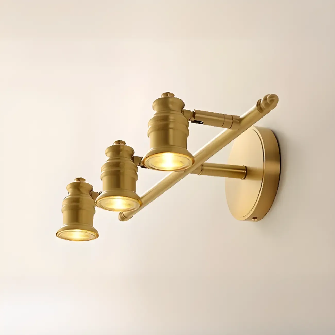 3 Bulb Brass Bath Vanity Light Fixture with Vintage Design Image - 12