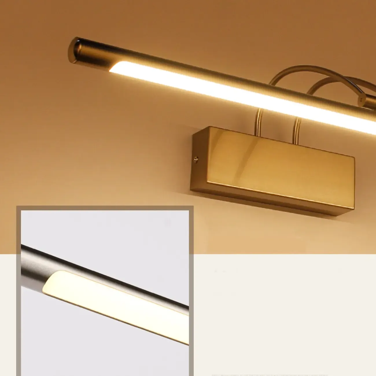 Sleek Black Linear LED Adjustable Vanity Light with Arced Arm for Bedroom Image - 8