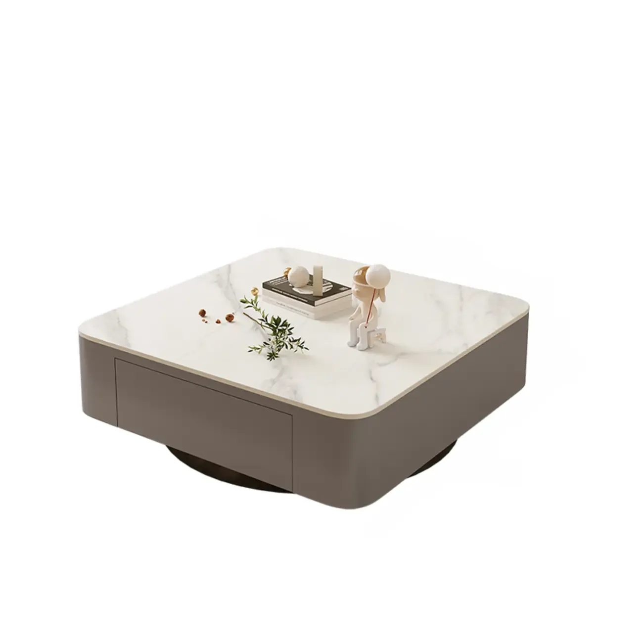 Modern White Glass Square Coffee Table Set with 2-Drawer Image - 9