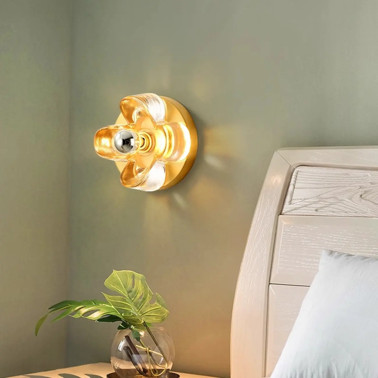 Modern Elegant Glass LED Vanity Light with Flower Design Image - 1 | homeyfad