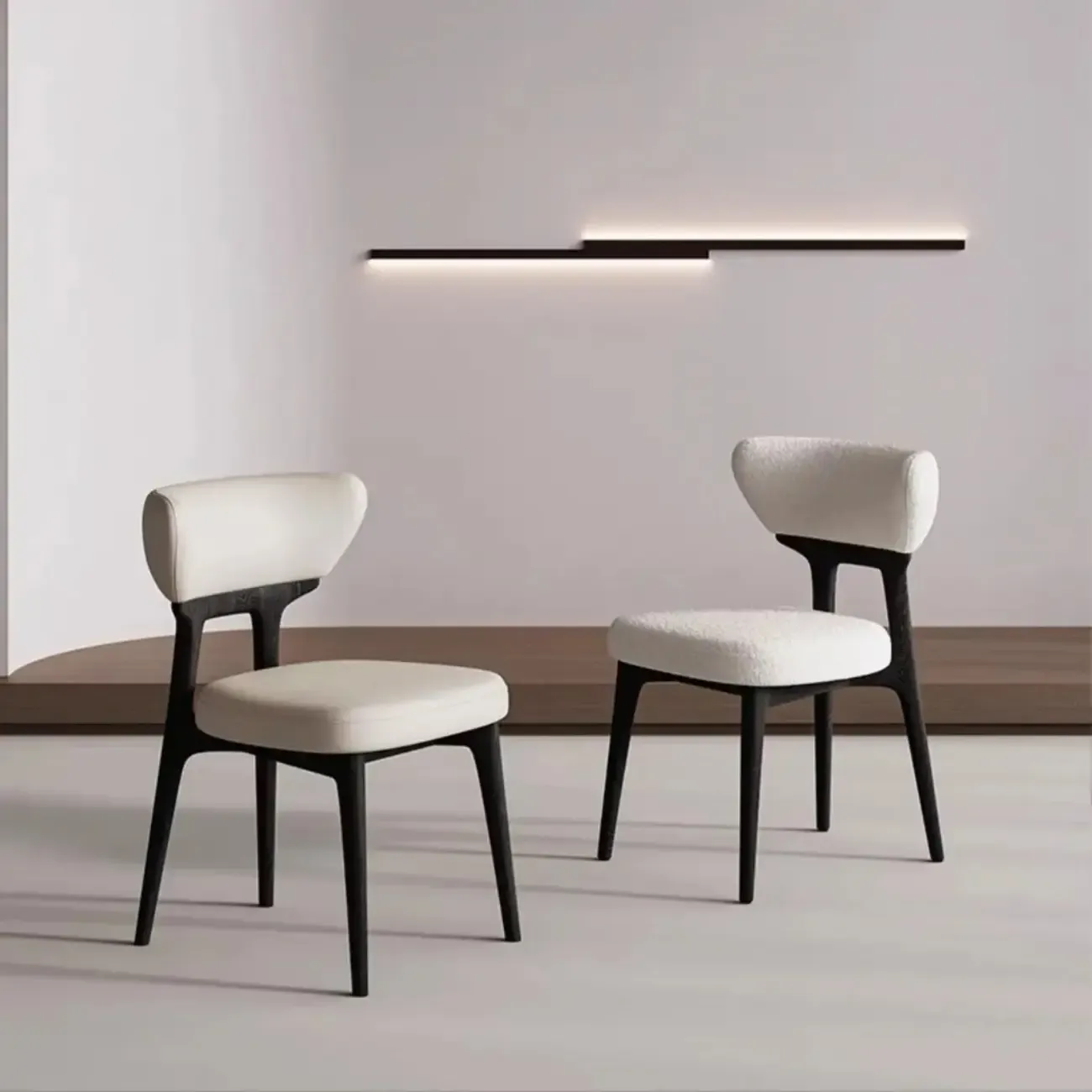 Scandinavian Low Back Upholstered Wood Dining Chair Image - 1