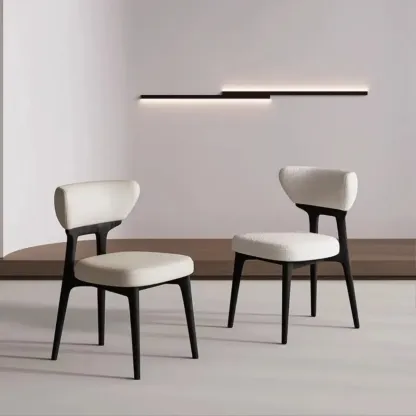 Scandinavian Low Back Upholstered Wood Dining Chair Image - 1