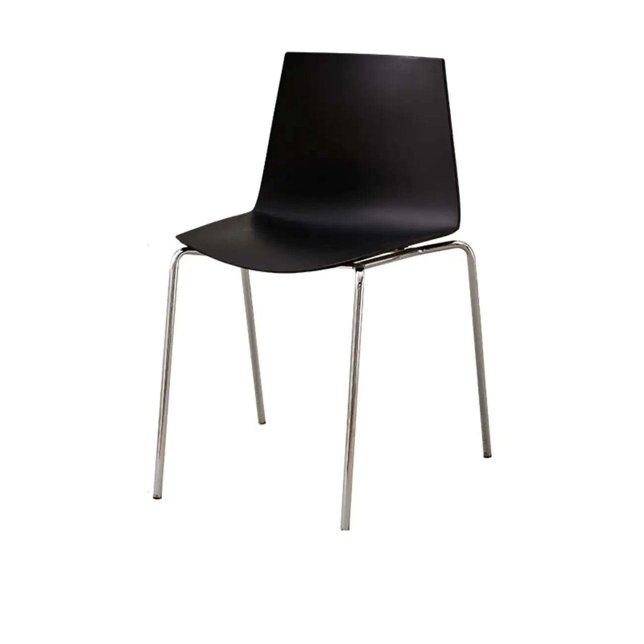 Minimalist Plastic Stackable Metal Armless Dining Chair Image - 2