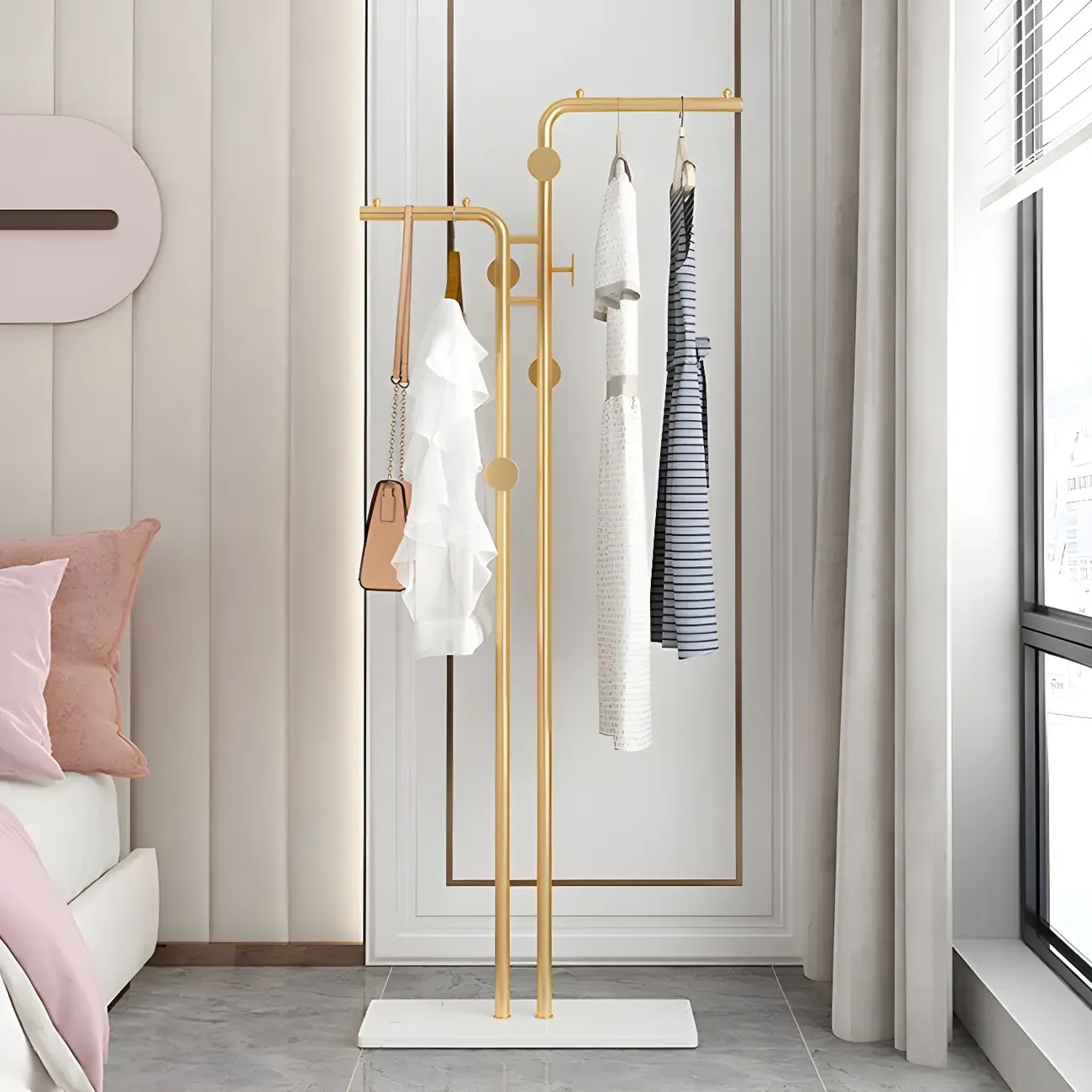Contemporary Metal Coat Rack with Hooks Image - 14