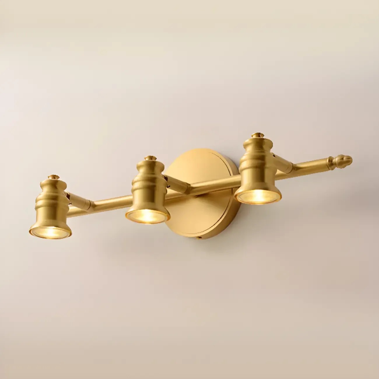 3 Bulb Brass Bath Vanity Light Fixture with Vintage Design Image - 15