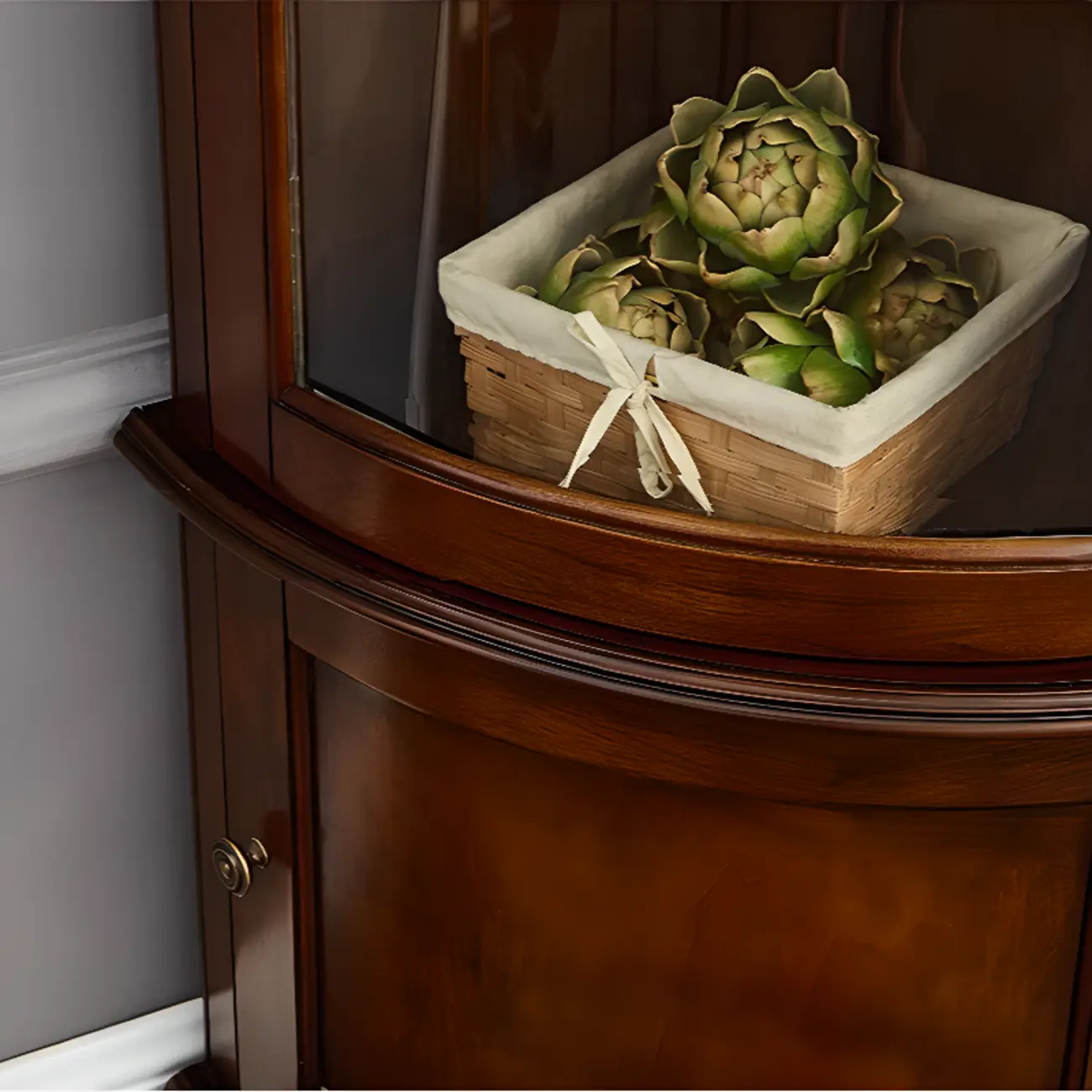 Traditional Wooden Corner Display Cabinet for Living Room Image - 8 | homeyfad