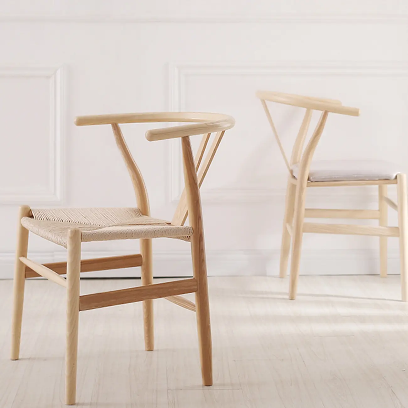 Simple Wooden Natural Wishbone Low Back Arm Chair for Kitchen Image - 2 | homeyfad