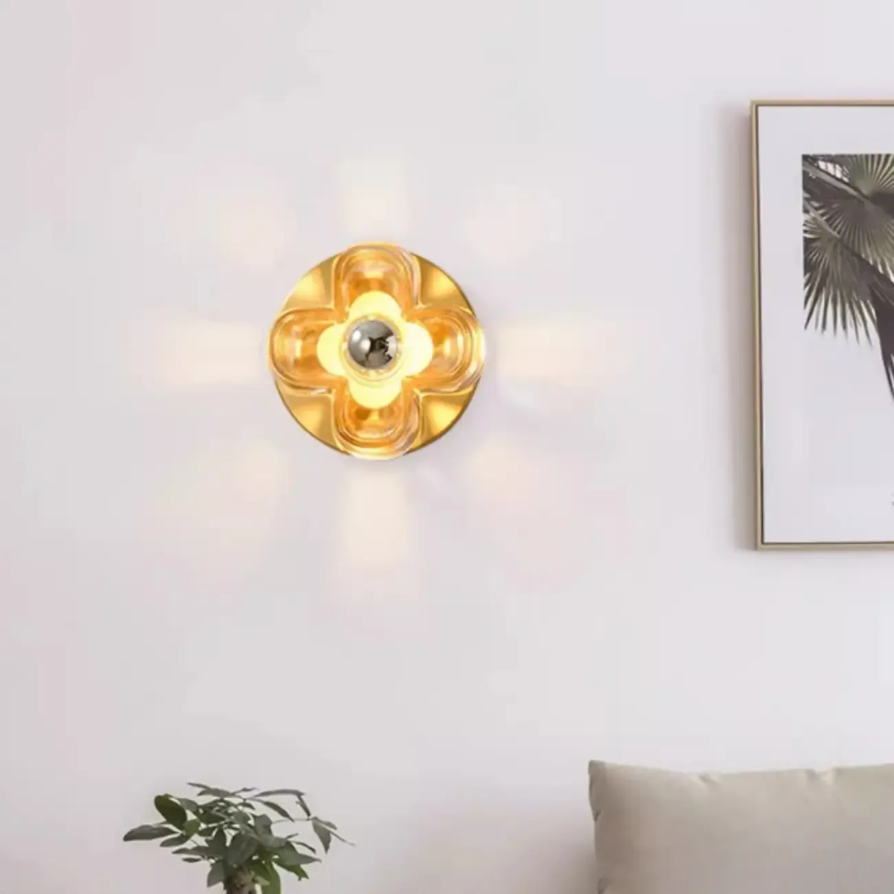 Modern Elegant Glass LED Vanity Light with Flower Design Image - 4