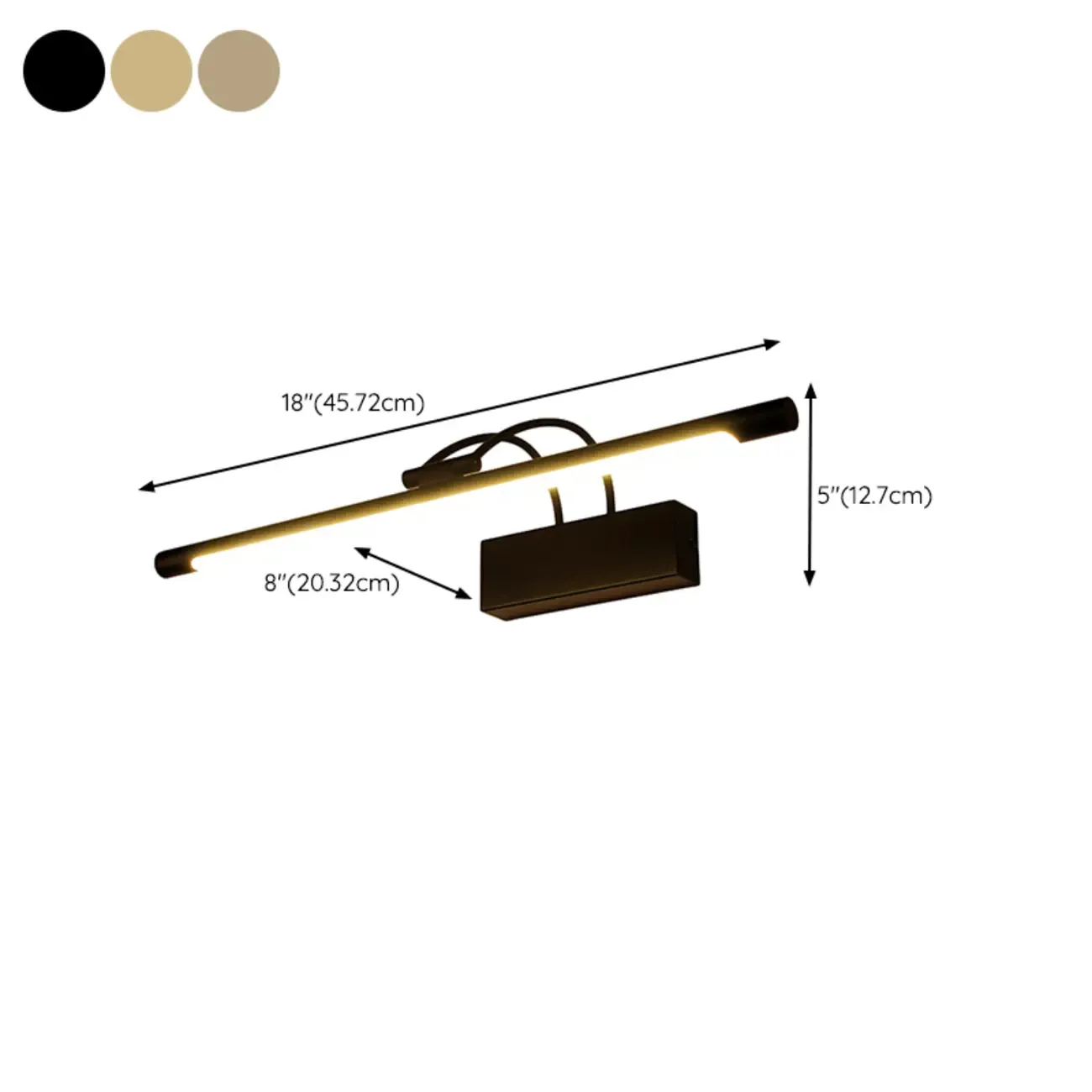 Sleek Black Linear LED Adjustable Vanity Light with Arced Arm for Bedroom #size