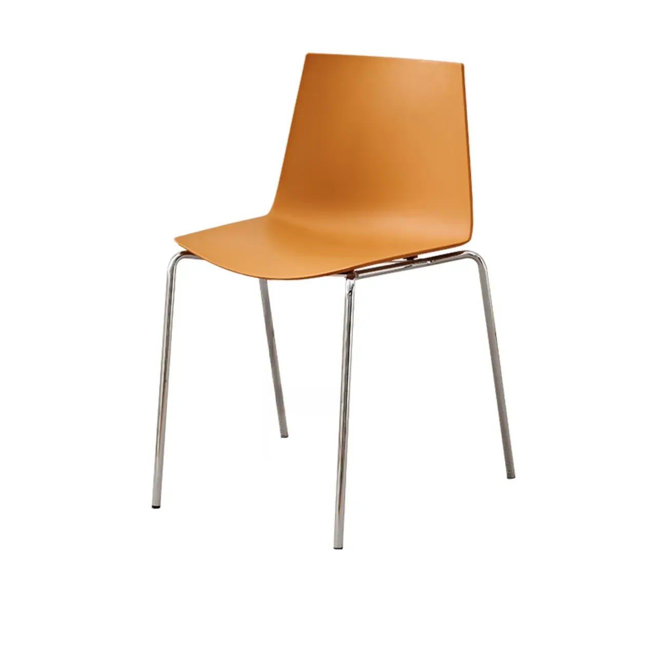 Minimalist Plastic Stackable Metal Armless Dining Chair Image - 5