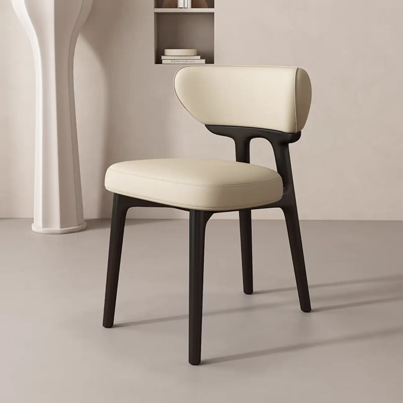 Scandinavian Low Back Upholstered Wood Dining Chair Image - 5 | homeyfad