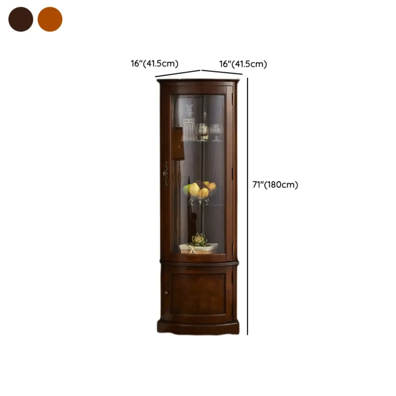 Traditional Wooden Corner Display Cabinet for Living Room Image - 12