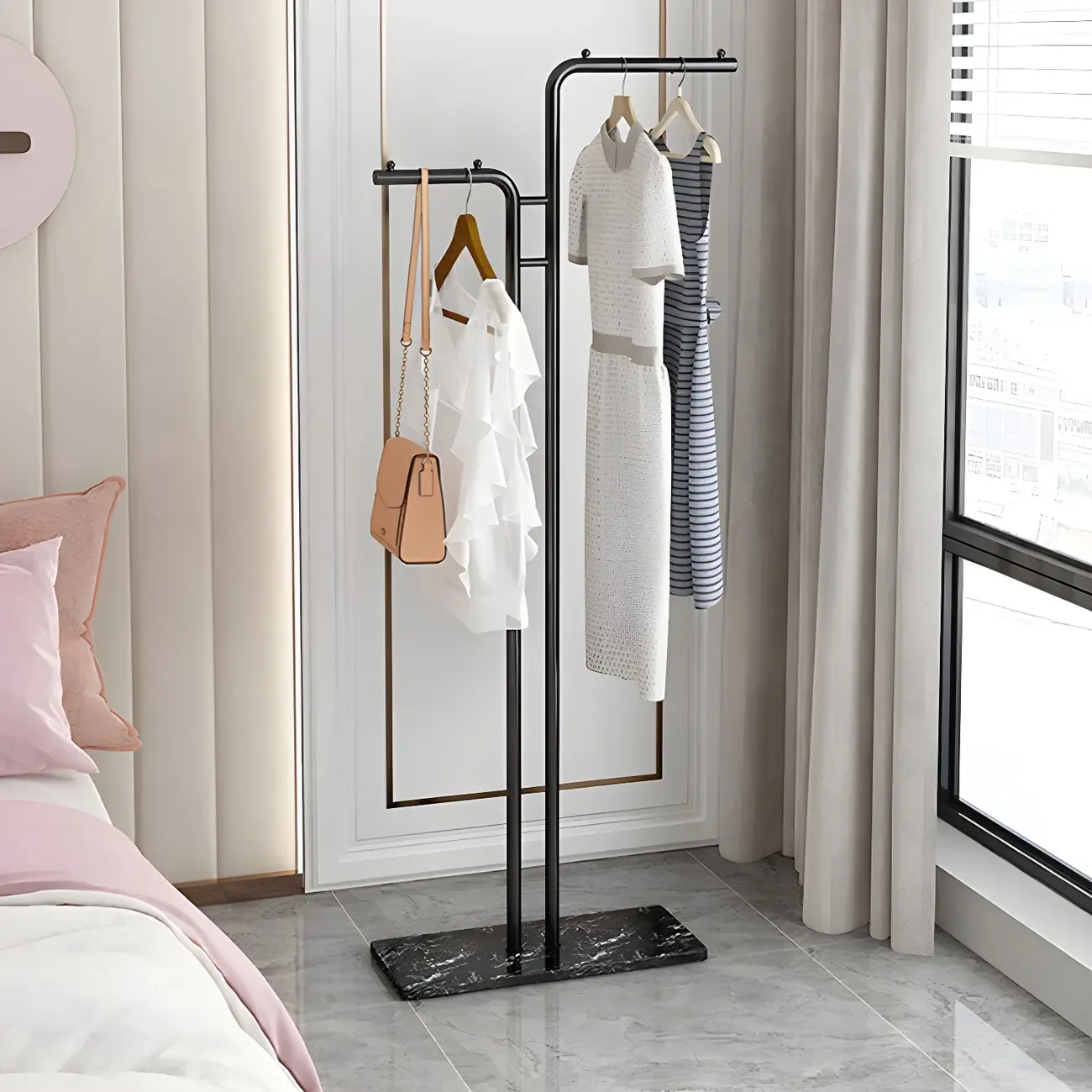 Contemporary Metal Coat Rack with Hooks Image - 18