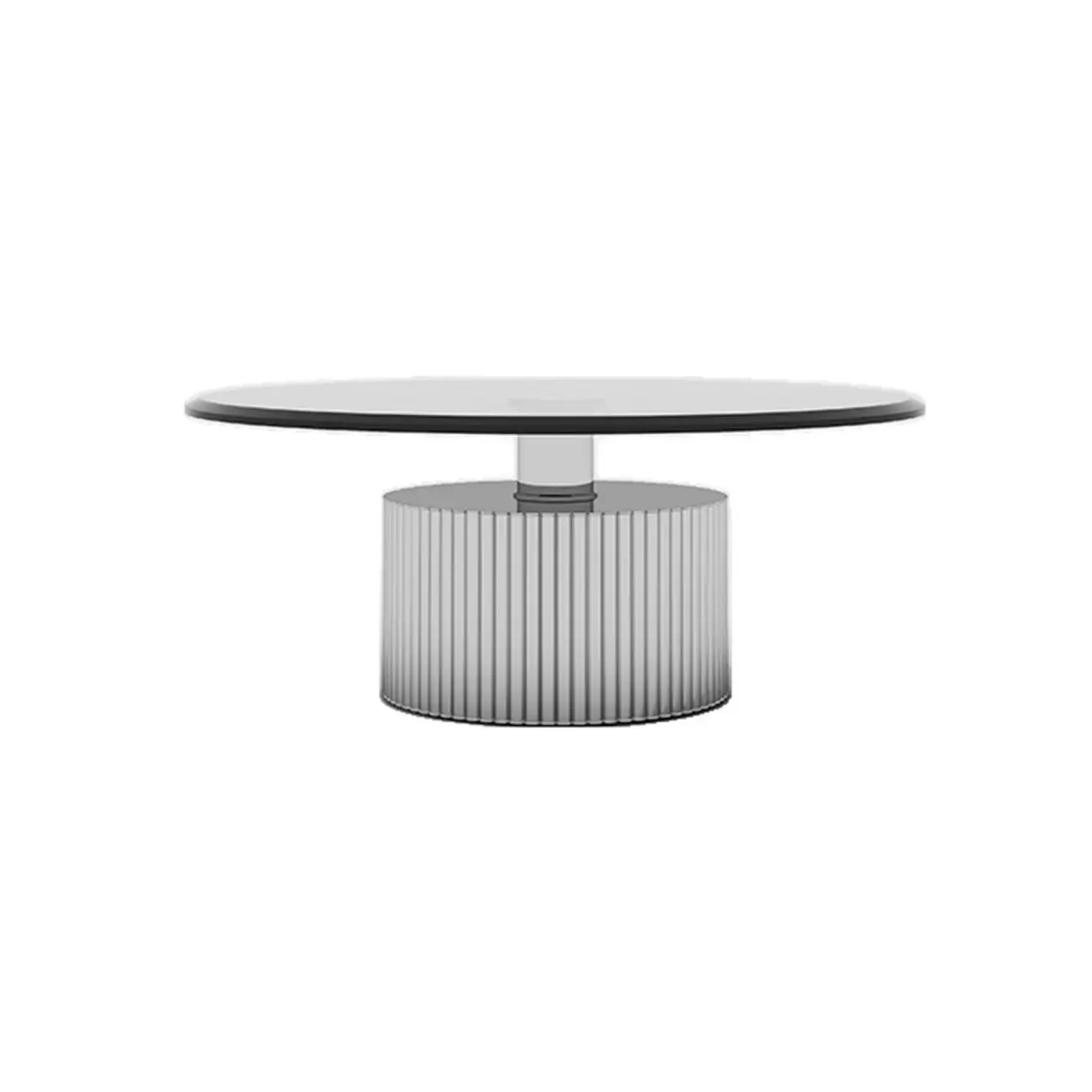 Modern Waterproof Glass Round Coffee Table with Silver Base Image - 6