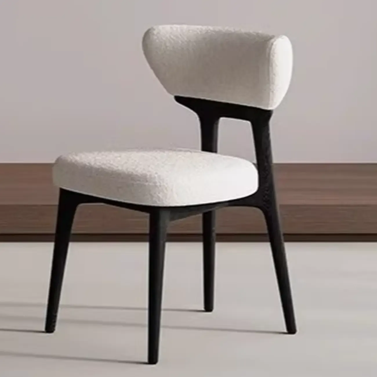 Scandinavian Low Back Upholstered Wood Dining Chair Image - 7