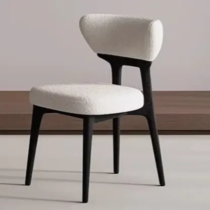 Scandinavian Low Back Upholstered Wood Dining Chair Image - 7