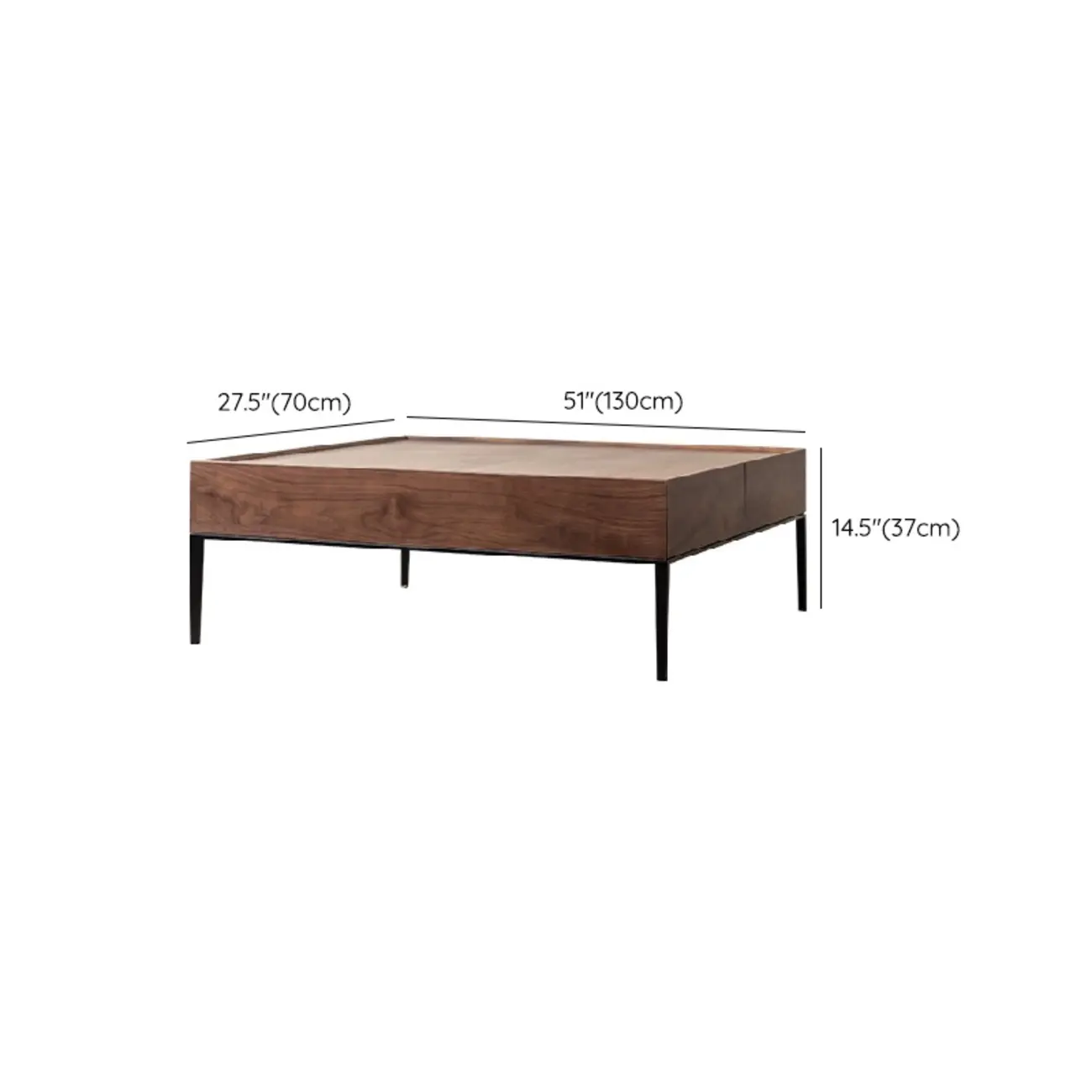 Rustic Wooden Square Coffee Table with Storage & Tray Top #size | homeyfad