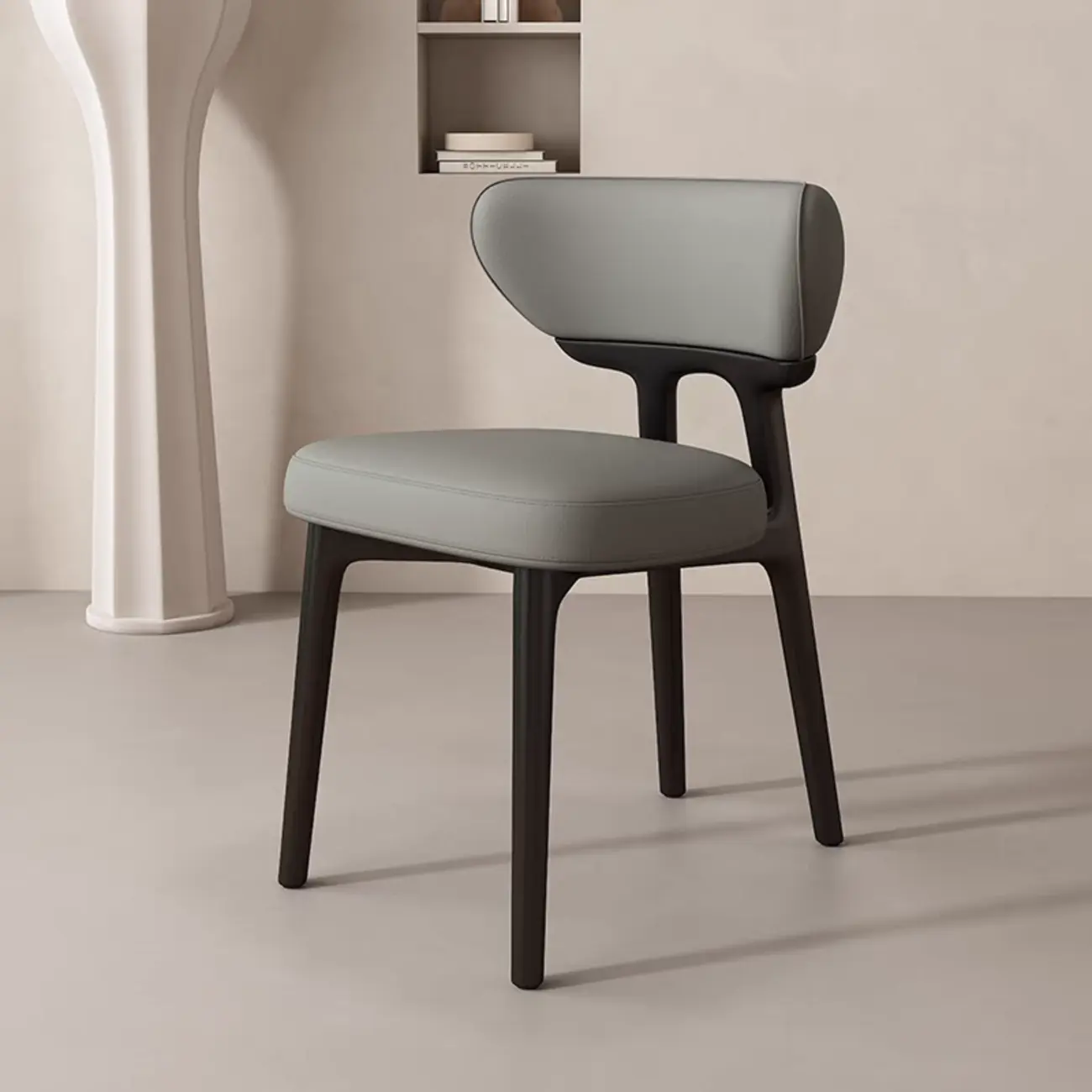 Scandinavian Low Back Upholstered Wood Dining Chair Image - 8 | homeyfad