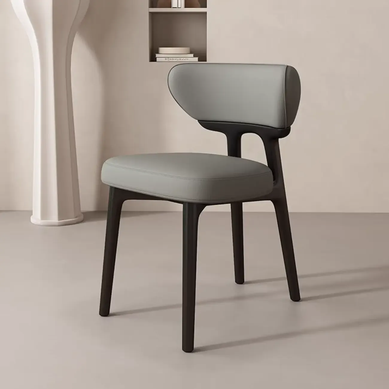 Scandinavian Low Back Upholstered Wood Dining Chair Image - 8
