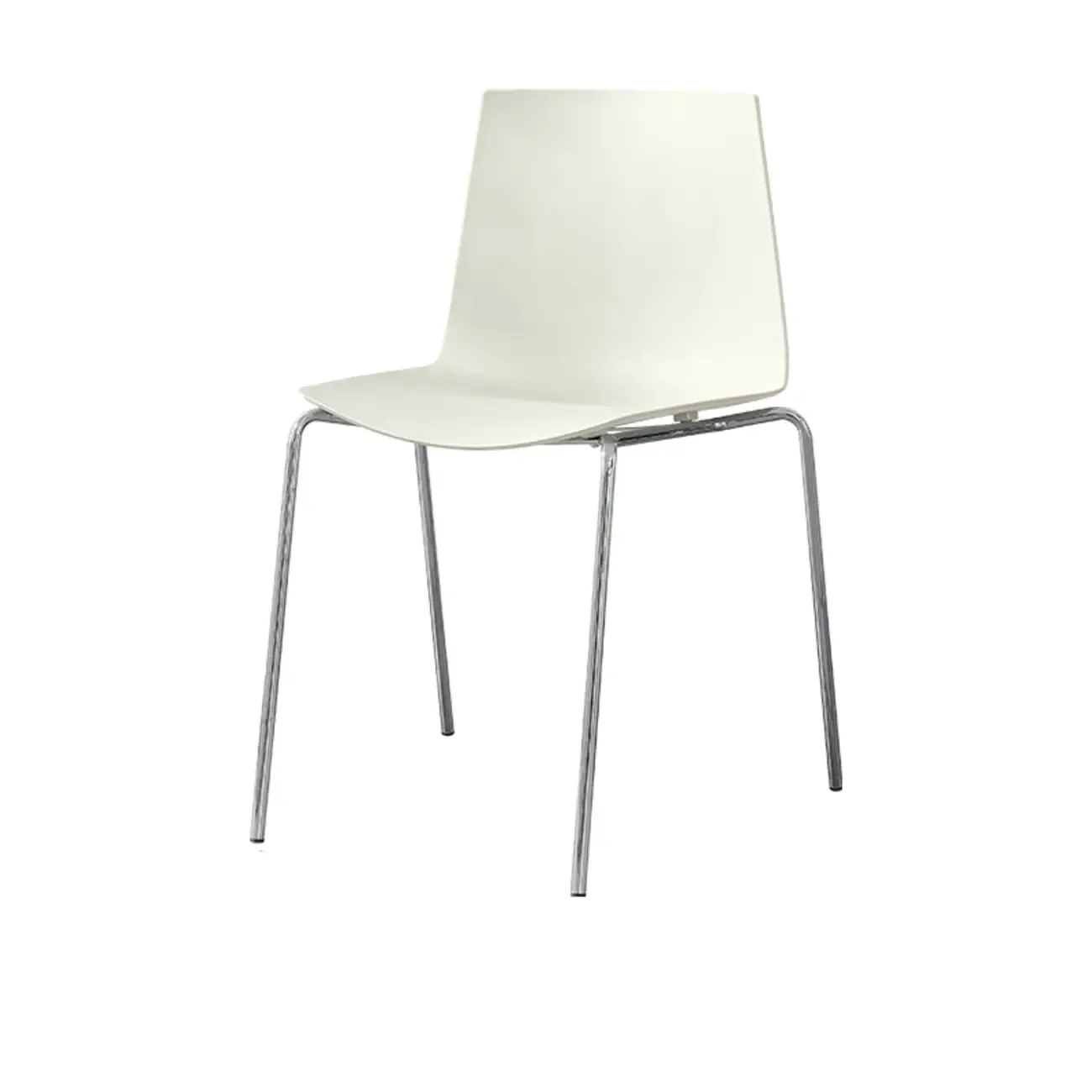 Minimalist Plastic Stackable Metal Armless Dining Chair Image - 9