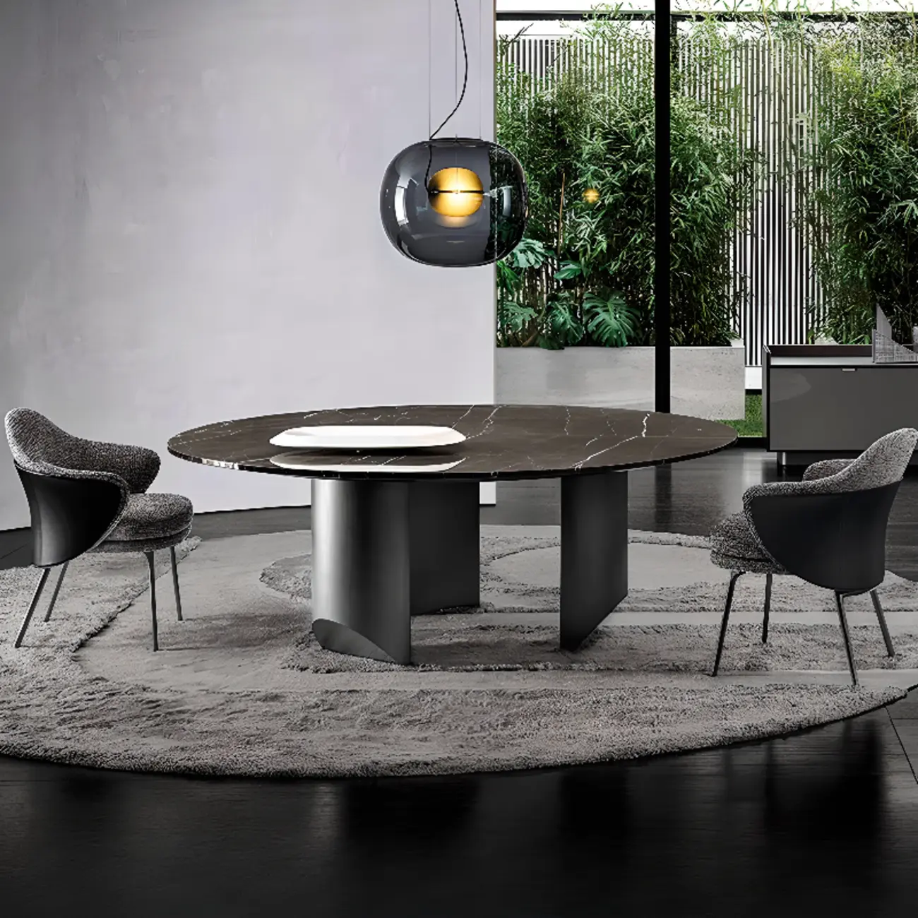 Modern Cotton Upholstered Slop Arm Metal Dining Chair Image - 5 | homeyfad