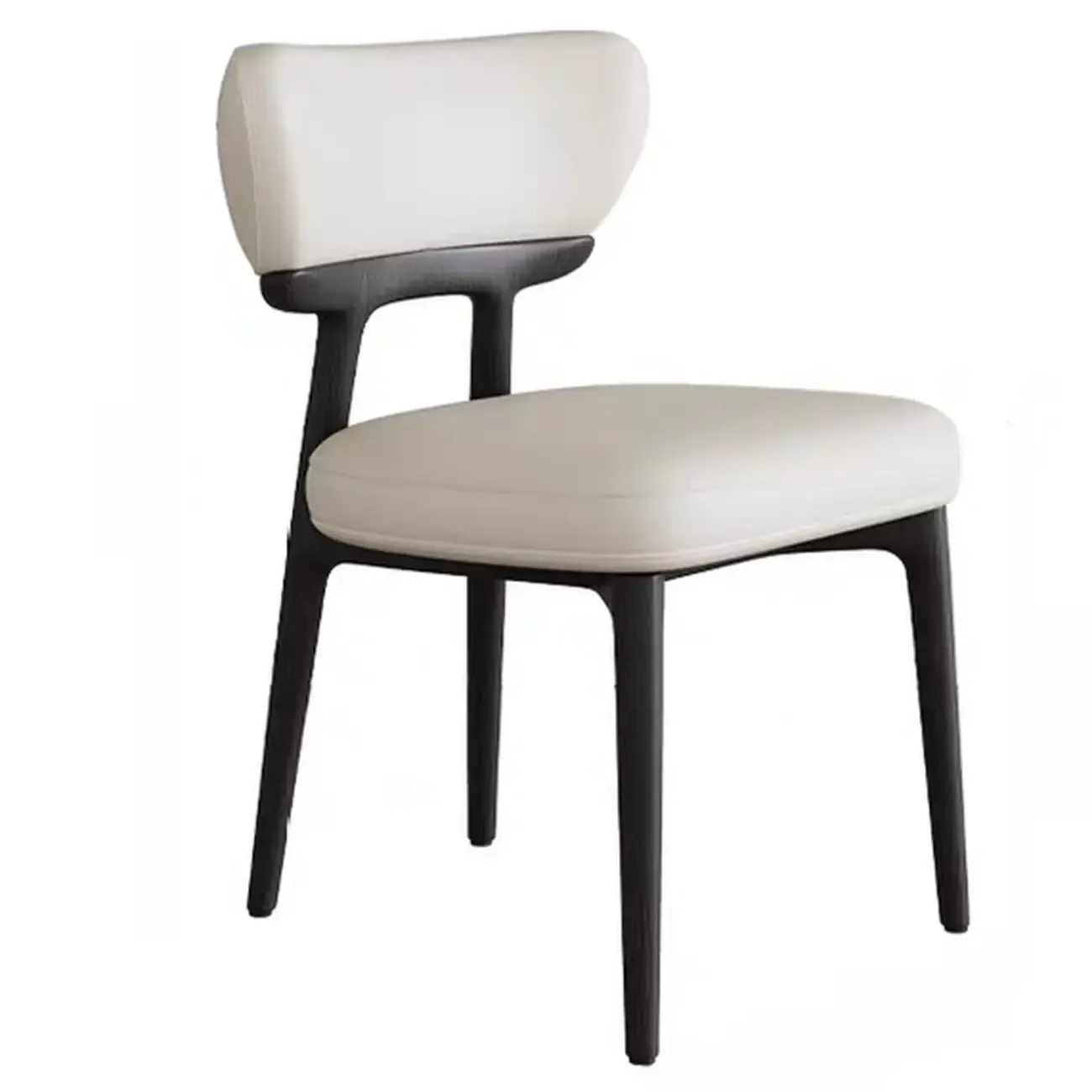 Scandinavian Low Back Upholstered Wood Dining Chair Image - 11