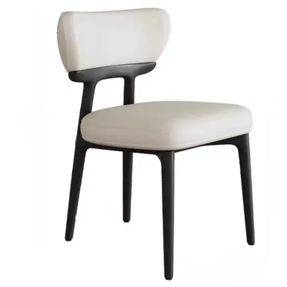Scandinavian Low Back Upholstered Wood Dining Chair Image - 11