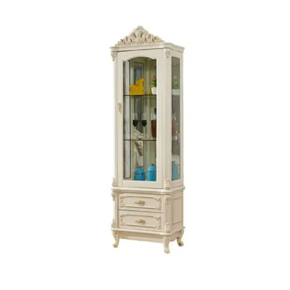  Lavish Style Wooden Glass Display Cabinet for Living Room Image - 3