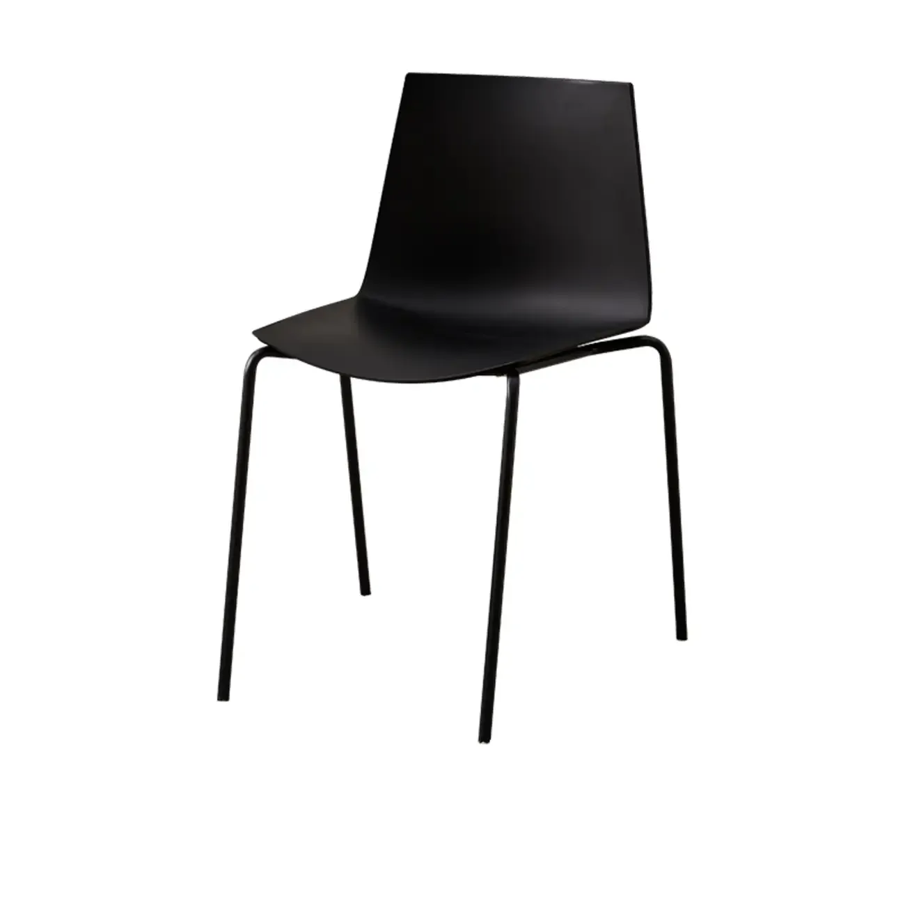 Minimalist Plastic Stackable Metal Armless Dining Chair Image - 11