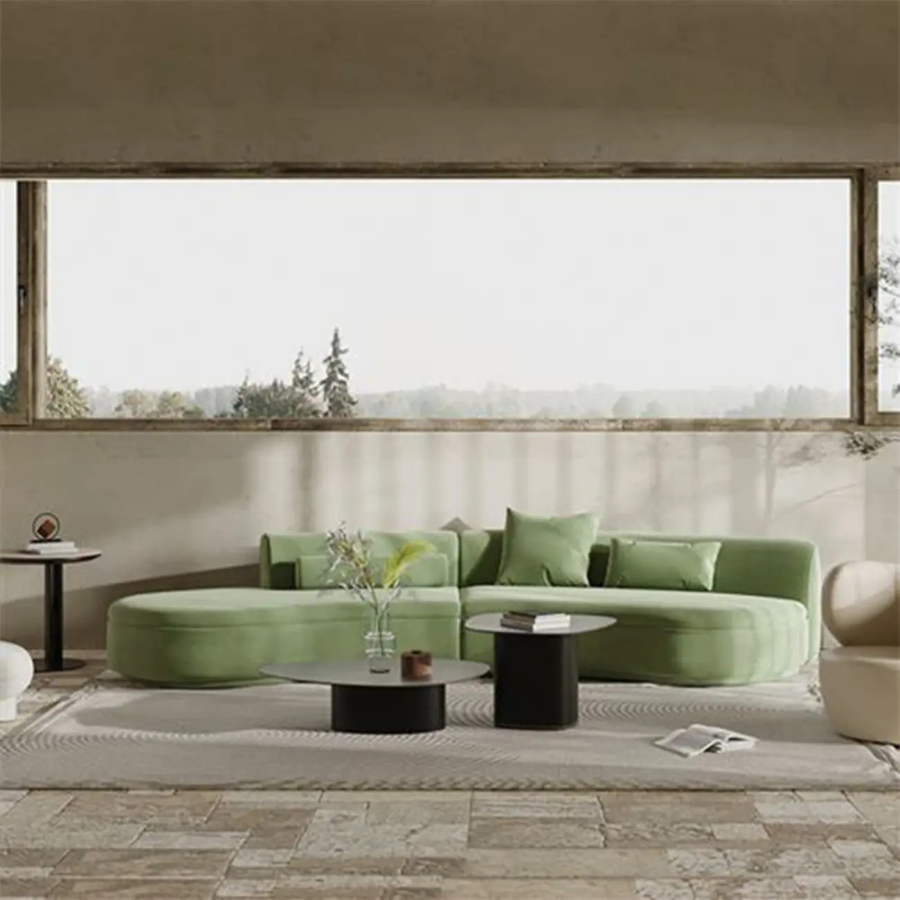 Trendy Curved Recliner Sofa with Sponge Cushions for Indoor Image - 1 | homeyfad